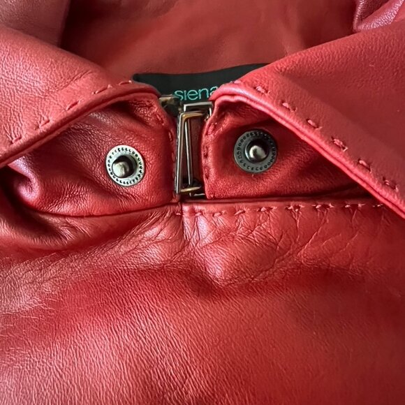 Red Leather Moto Jacket size M - Picture 10 of 13